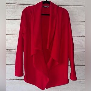 Lands’ End Open Front Cardigan – Women’s Medium (10–12) Red  | 100% Polyester